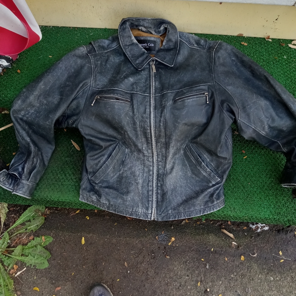 Kenneth Cole leather jacket mens